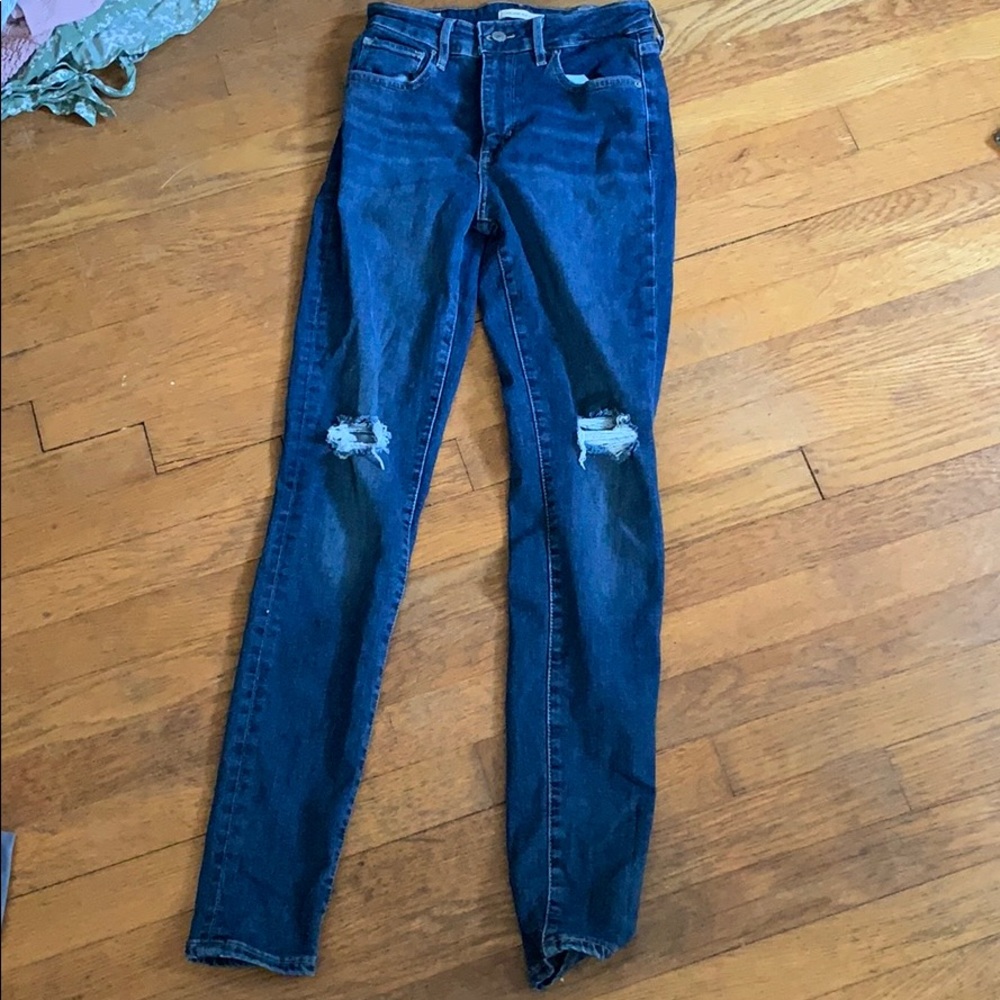High rise skinny levi jeans with rips